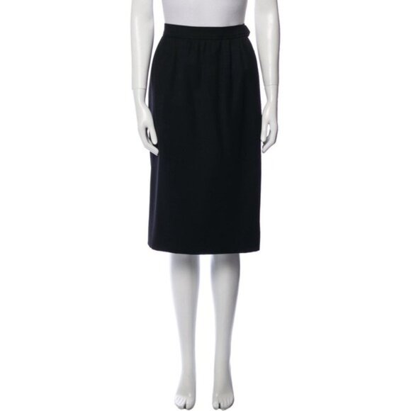 YVES SAINT LAURENT 100% WOOL Skirt Black Size 38 FRANCE MADE Vintage Rive Gauche - Picture 1 of 13